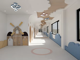 Modern aisle kindergarten aisle 3d model