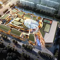 Aerial View Plan of Modern Comprehensive Development with Buildings River Green Spaces and Roads