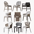 Modern Stylish Dining Chairs With Wooden Legs Rattan Backs And Upholstered Seats