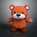 Plush Texture Orange Bear Sculpture Carving With White Inner Ears Black Eyes And Smiling Expression