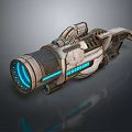 Futuristic Sci Fi Weapon With Blue Glowing Elements And Metallic Mechanical Structure