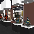 Modern Exhibition Hall With Glass Display Cases White Pedestals And Artifacts Exhibits