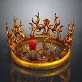 Exquisite Golden Crown Accessory With Red Gemstone And Intricate Decorative Patterns 3d model