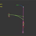 Urban Road Street Light And Traffic Light Mounted On Metal Pole