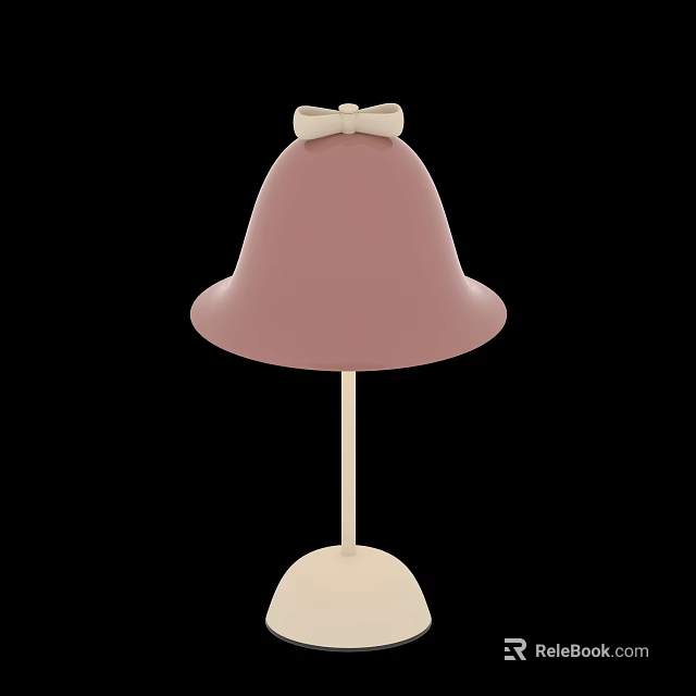 Cute Pink Bell Shaped Table Lamp With White Bowknot And Pole Base 3d model