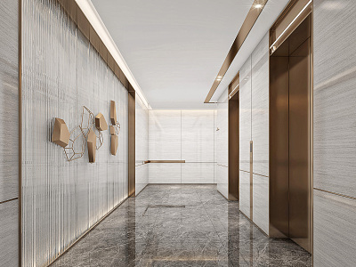 Light Luxury Elevator Hall model