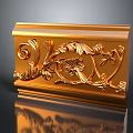Golden Decorative Panel With Intricate Carved Plant Patterns And Ornate Designs