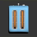 Blue Toaster Electronic Kitchen Appliance With Toasted Bread Slices Inside