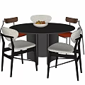 Modern Dining Table and Chair Combination Round Dining Table Dining Chair Single Chair 3d model