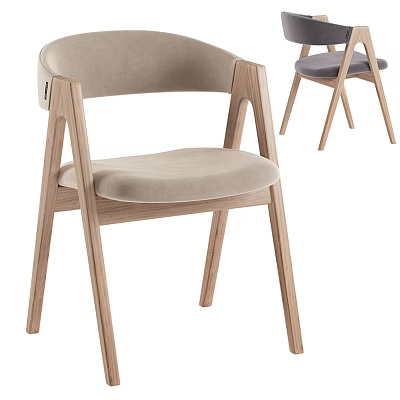 Modern Leisure Chair With Wooden Frame Beige Upholstered Seat And Gray Option 3d model