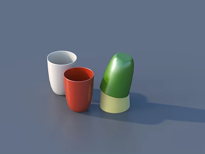 Vibrant Wine Glasses And Bottle Placed On Gray Background With Subtle Shadows 3d model