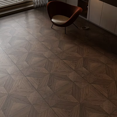 Dark Brown Geometric Pattern Wooden Flooring In Interior 3d model Dark Brown Geometric Pattern Wooden Flooring In Interior 3d model