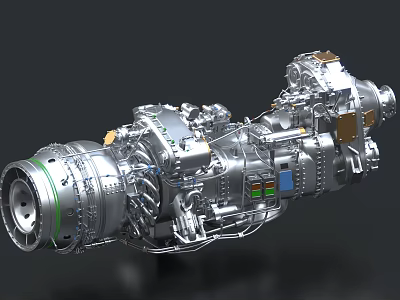 Detailed Aircraft Engine 3D Model With Turbine Blades And Metal Mechanical Components 3d model