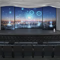 Modern Auditorium Interior With Stepped Seats Ceiling Lights And Large Projection Screen 3d model