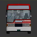 Modern City Bus With Red White Blue Exterior And Large Windows On Reflective Surface