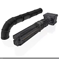 Industrial Mechanical Equipment With Black Curved Pipe And Gray Structural Components