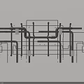 Industrial Pipes Network Design With Interconnected Structure And Wall Mounted Layout