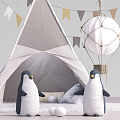 Modern Tent Children's Tent Penguin Balloon Bunting 3d model