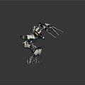 Futuristic Mechanical Warrior Robot With Multi Armed Structure And Combat Weapons