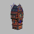Intricate Clock Tower Building With Red Brick Structure Decorative Dome Ornate Clock And Arched Doorways