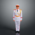 Person Wearing White Military Uniform With Red Gold Decorations Belt Epaulets And Cap
