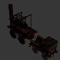 Vintage Steam Train Model With Tall Chimney Metal Wheels And Carriage Section