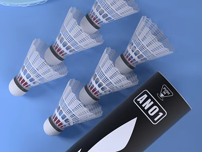 High Quality White Badminton Shuttlecocks with Black Storage Tube for Sports Equipment 3d model