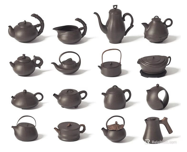 Traditional Yixing Clay Tea Sets With Various Designs And Multiple Styles Collection 3d model 