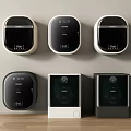 Six Black And White Washing Machines Wall Mounted Freestanding With Displays And Brand Logos