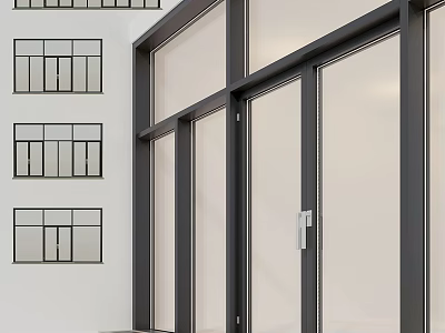 Modern Black Frame Casement Windows With Clear Glass For Building Exterior Design 3d model