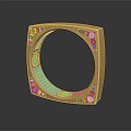 Elegant Gold Square Bracelet Featuring Sparkling Diamond Accents And Ornate Edge Details Luxury Fashion Accessory