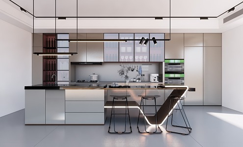 Modern open kitchen 3d model