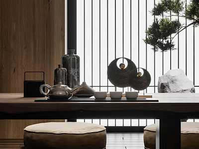 New Chinese Tea Set Ornaments Combination 3d model