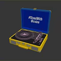 Yellow Case Portable Record Player Blue Lid with Microphone Stand With Ukraine Lifestyle Accessory