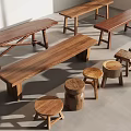 Chinese Style Stool Bench Round Stool Square Stool Stakes 3d model