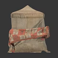 Fabric Household Items Including Brown Square Storage Box And Striped Seating Cushion