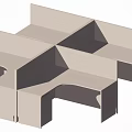 Modern Office Desk Cubicle Workstations With Dividers And Multiple Workspaces Layout