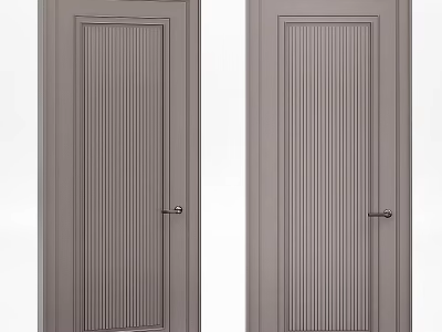 Modern Double Gray Ribbed Panel Swing Doors For Interior Home Design 3d model