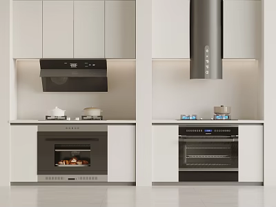 Modern range hood and stove combination 3d model