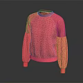 Pink Puffed Sleeve Round Neck Sweater Stylish Casual Winter Wear
