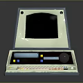Vintage Portable Electronic Computer With Screen Keyboard And Colorful Control Buttons