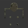 Intricate Ancient Architectural Ruin Sculpture With Carved Archway Stone Pillars And Walls
