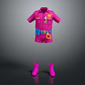 Stylish Pink Police Uniform Set With Shirt Shorts Belt Badge And Boots