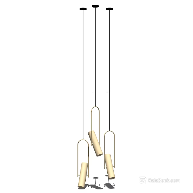 Minimalist Modern Hanging Chandelier With Cylindrical Pendants And Metal Frame For Living Room 3d model 