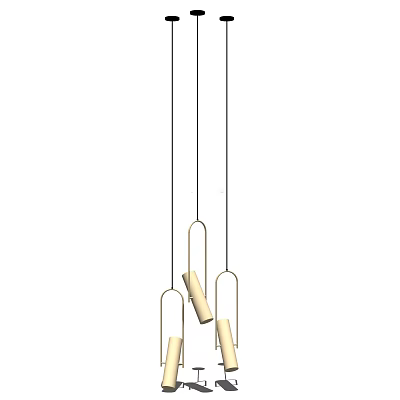 Minimalist Modern Hanging Chandelier With Cylindrical Pendants And Metal Frame For Living Room 3d model
