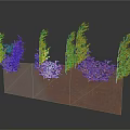 Decorative Shrubs With Red Leaves Growing On Rusty Metal Panel 3d model