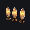 Three Teardrop Shaped Decorative Lights With Glass Shades And Warm Yellow Glow