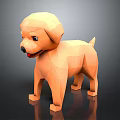 Cute Low Poly Orange Dog Doll With Friendly Expression On Smooth Standing Base 3d model
