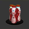 Bifidus 2 Percent Natural Yogurt Drinks in Red Cap Bottles on Black Tray