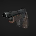 Vintage Handgun Design With Wooden Grip Metal Barrel And Magazine Components